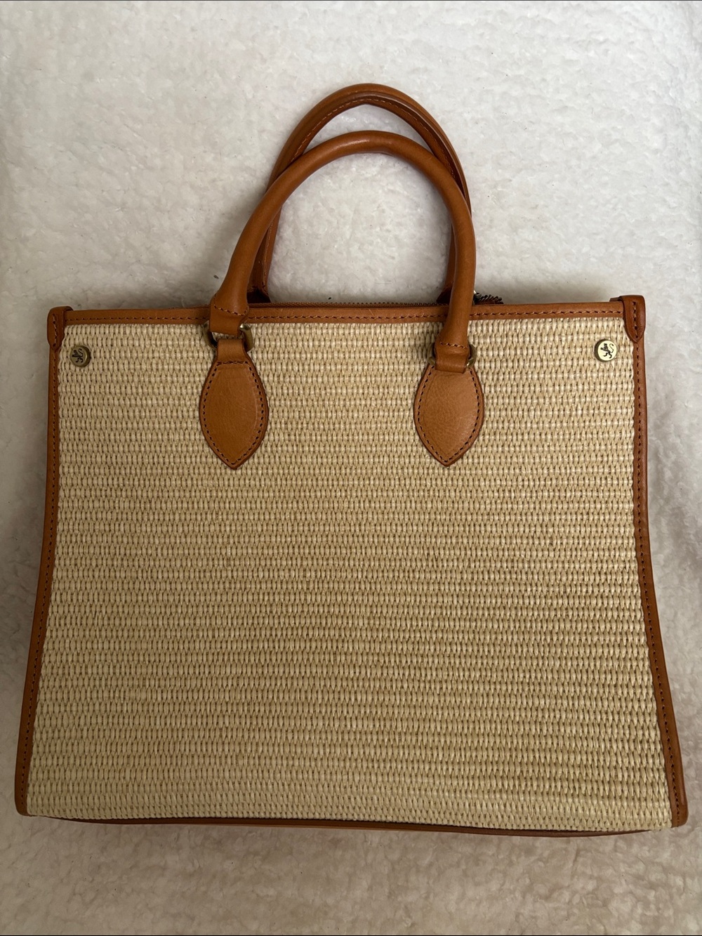 Pratesi Firenze S270 Woven Tote Crossbody NWT Cream Leather Trim Made in Italy - Picture 3 of 10